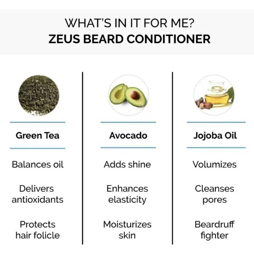 Zeus Beard Conditioner Verbena Lime 8 fl oz Softens Calming Sooths Natural